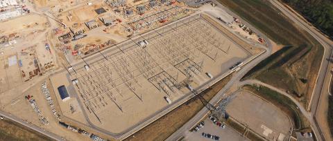 The very high voltage electrical substation on the south side of the platform (Photo IO EJF Richie)