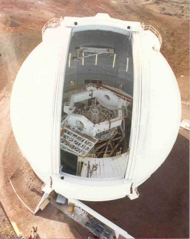 Keck Telescope Enclosure and Mirror mount during installation